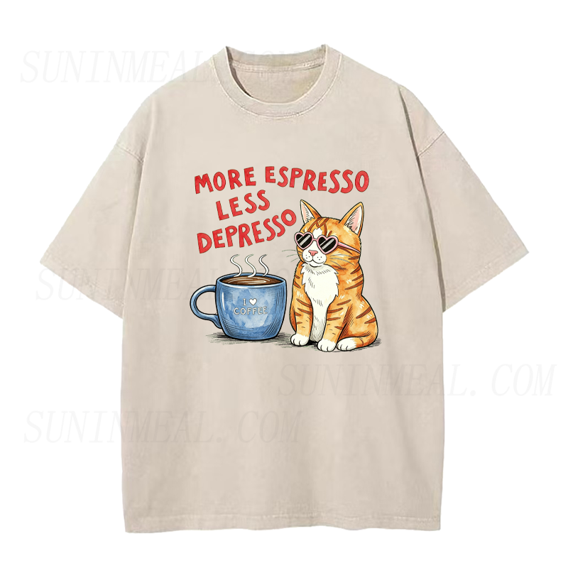 More Espresso Less Depresso Cat Unisex Tee