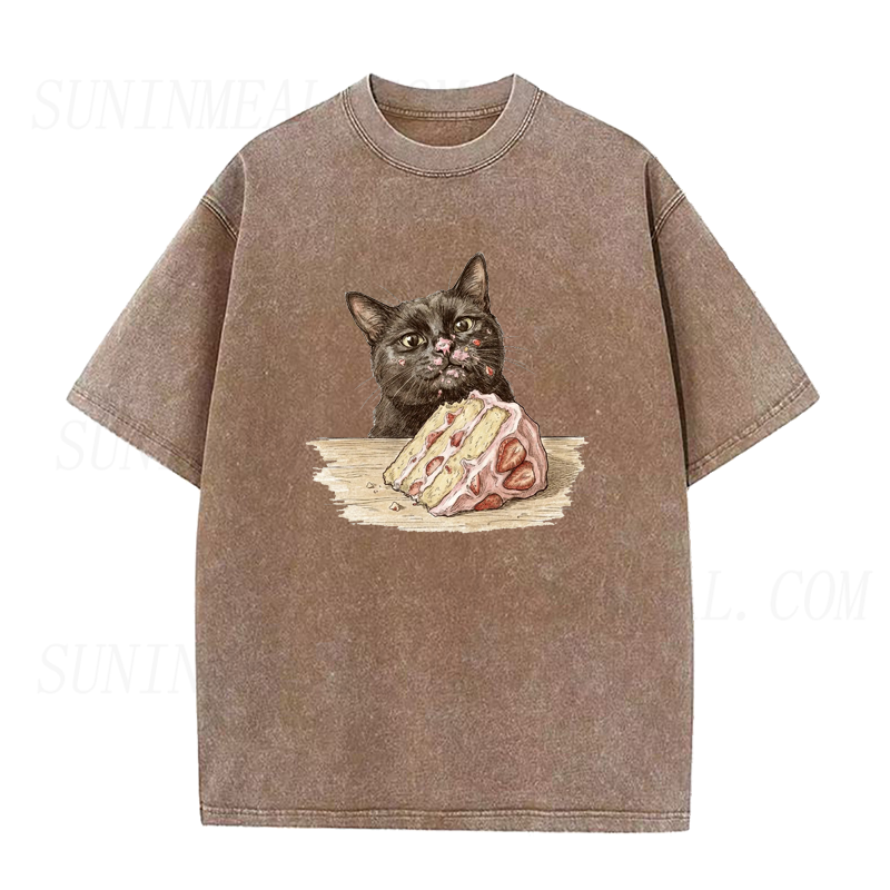 Black Cat Eating Cake Unisex Tee