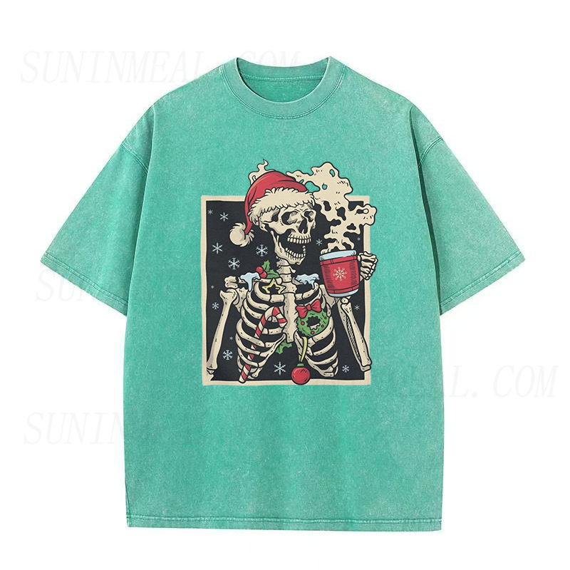 Dead Inside Skeleton Coffee Christmas Unisex Tee