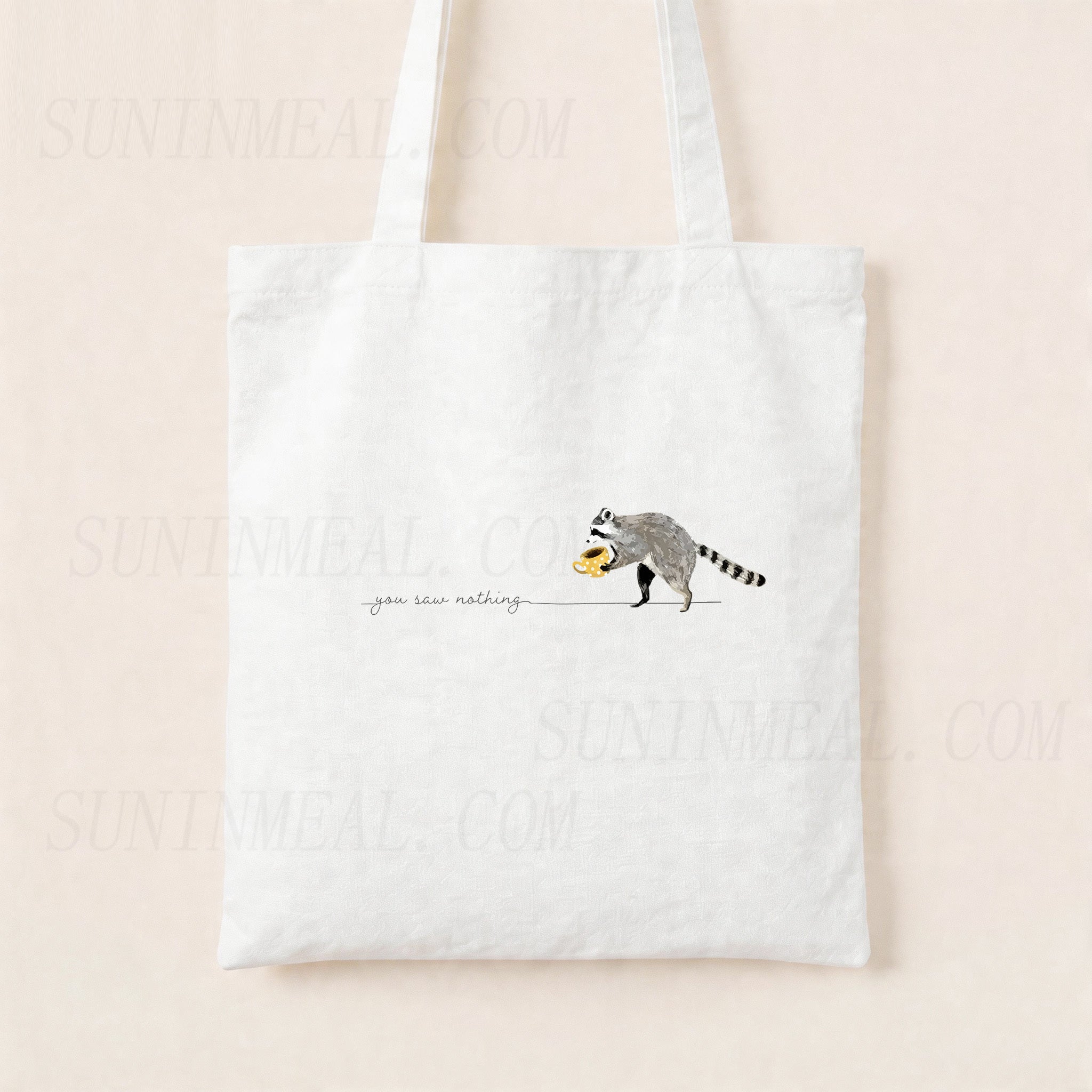 You Saw Nothing Raccoon Coffee Canvas Tote Bag