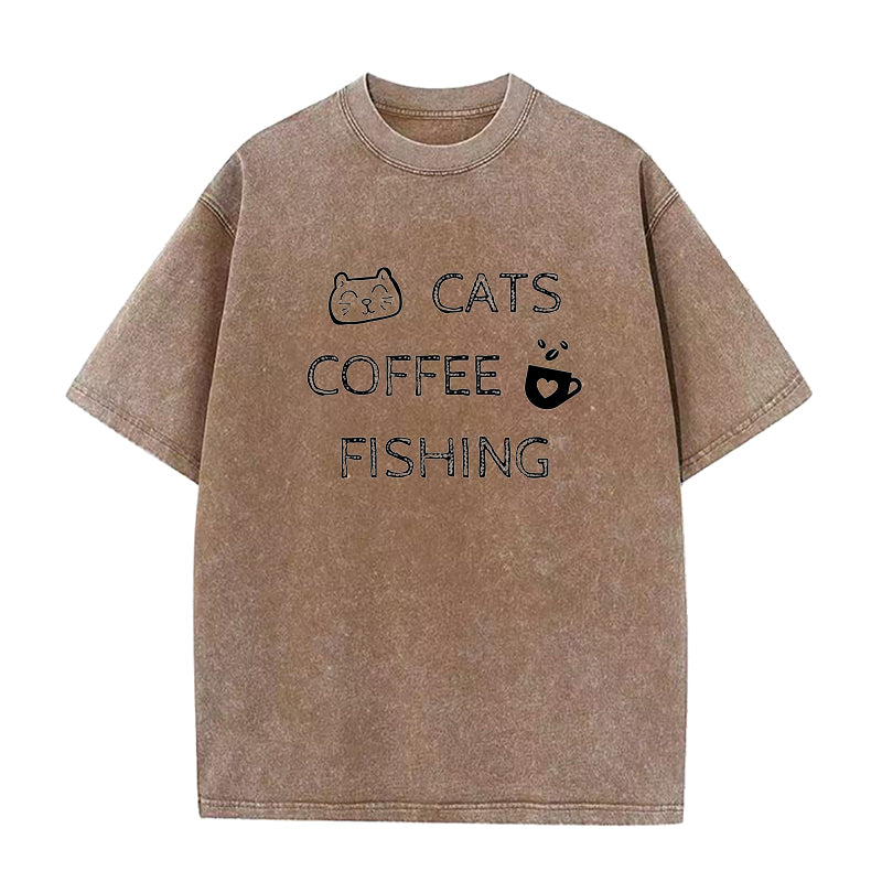Cats Coffee Fishing Unisex Tee