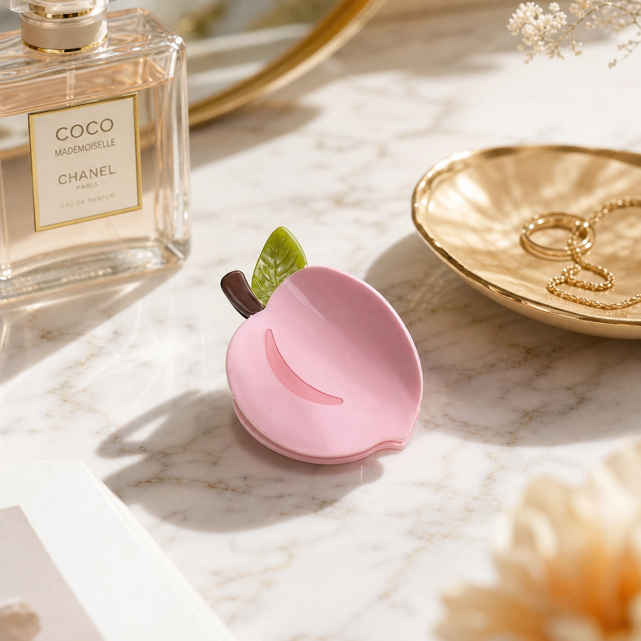 Pink Peach Fruit Hair Claw Clip